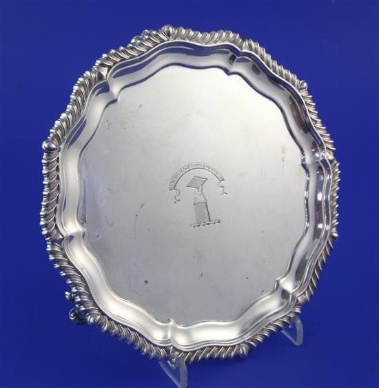 A William IV silver waiter, 12.5 oz.